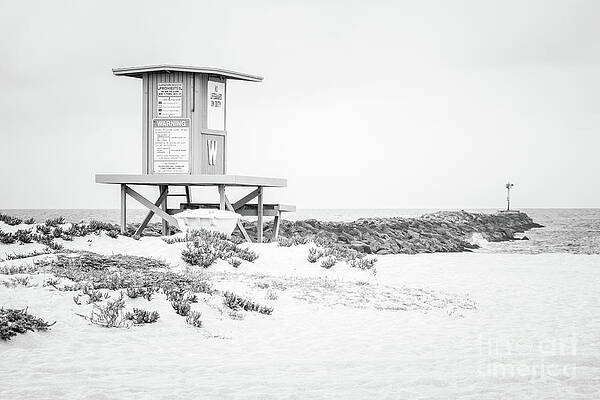 California Wall Art featuring the photograph Wedge Lifeguard Tower W Newport Beach Black And White Photo by Paul Velgos