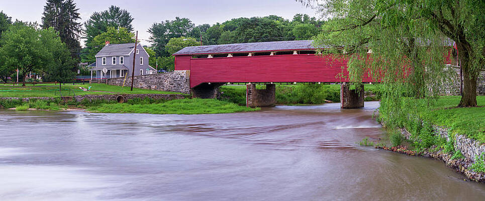Nature Wall Art featuring the photograph Wehr's Covered Bridge Over Jordan Creek by Jason Fink