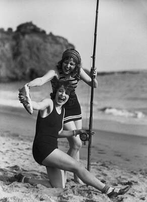 Two Women With Fishing Catch Wall Art