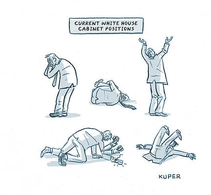 Yoga Wall Art featuring the drawing White House Cabinet Positions by Peter Kuper