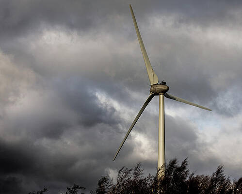 Sky Photograph - Wind Turbine With Dark Clouds by Scott Lyons