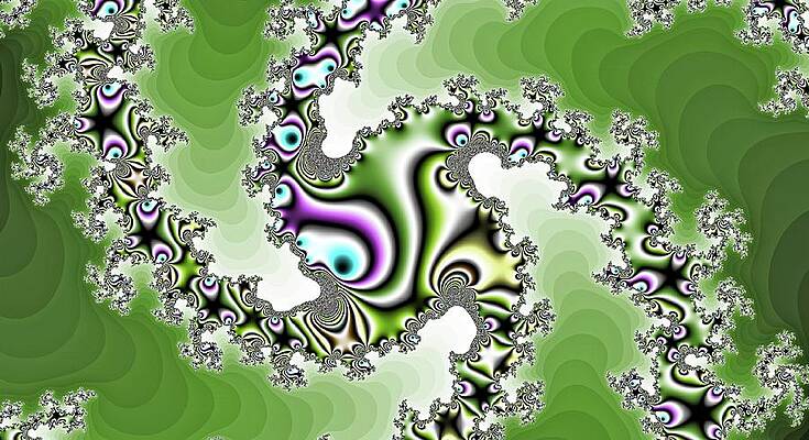 Textured Wall Art featuring the digital art Windmill Spiral Fractal Green by Don Northup