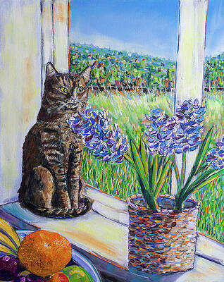 Wall Art featuring the painting Windowsill Lookout by Seeables Visual Arts