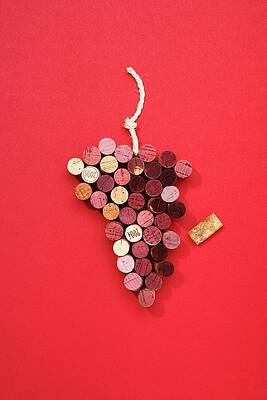 Wine Bottle Corks Arranged In The Shape Of A Bunch Of Grapes Print