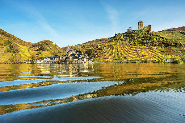 Wine Wall Art featuring the digital art Wine-growing Village Of Beilstein With by Andreas Vitting