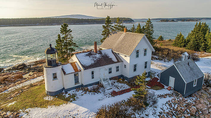 Maine Photograph - Winter Harbor Light by Veterans Aerial Media LLC