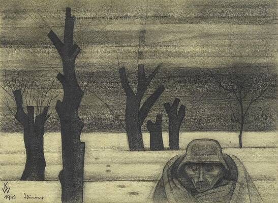 Monochrome Wall Art featuring the drawing Winter by Karl Wiener