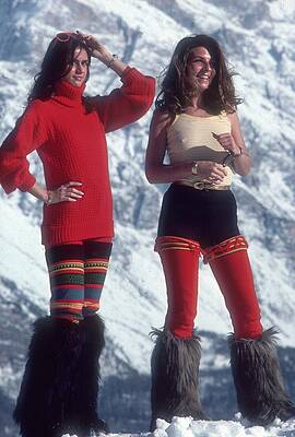Fashionable Ski Attire in the Mountains Wall Art