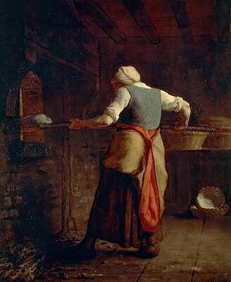 Jean Francois Millet Painting - Woman Baking Bread Femme Cuisant The Pain by Jean-francois Millet