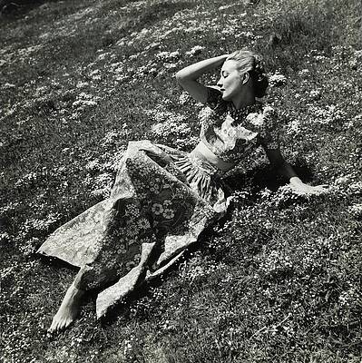 Wall Art featuring the photograph Woman In A Field Of Flowers by Toni Frissell