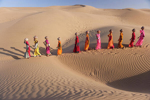 Women Walking Across Desert Dunes Wall Art