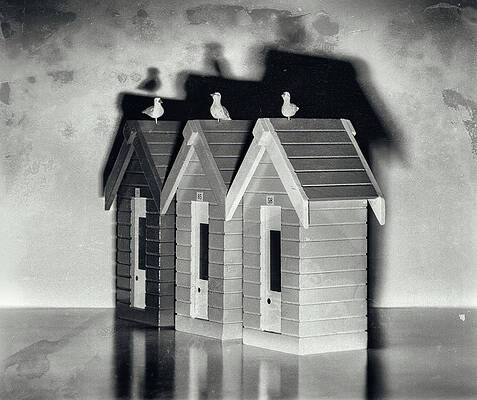 Isolate Wall Art featuring the photograph Wooden Beach Huts Vintage by Scott Lyons