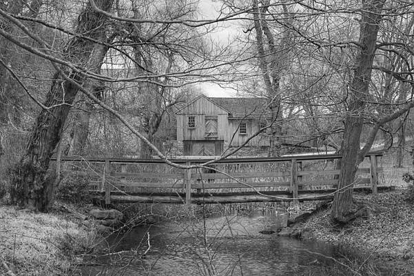 Wall Art featuring the photograph Wooden Bridge Over Stream - Waterloo Village by Christopher Lotito