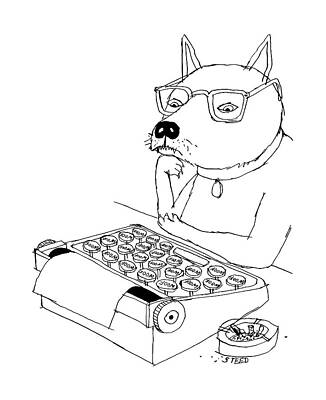 Dog Typing on a Typewriter Wall Art