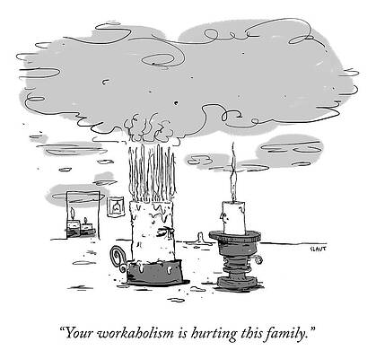 Candle Wall Art featuring the drawing Workaholism by Sara Lautman