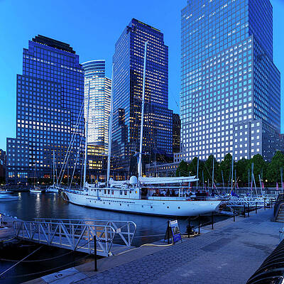 Boat Wall Art featuring the digital art World Financial Center, Nyc by Arcangelo Piai