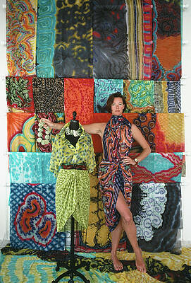 Colorful Textile Showcase with Mannequin Wall Art