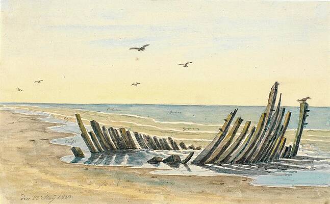 Martinus Rorbye Painting - Wreck On The Beach Nordstranden, Sank On The 9th Of May 1832 by Martinus Rorbye