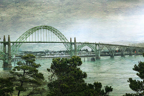 Tree Wall Art featuring the mixed media Yaquina Bay Bridge by Tatiana Travelways