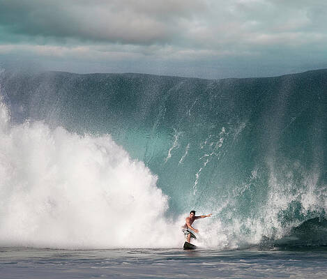 Surfer Conquers Massive Ocean Wave Wall Art
