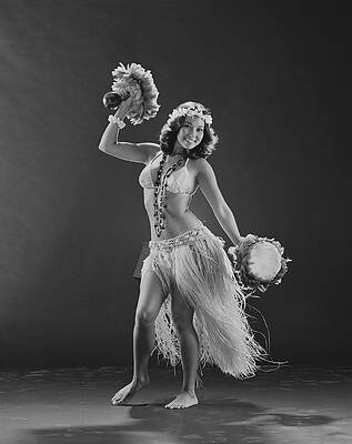 Hula Dancer with Traditional Instruments Wall Art