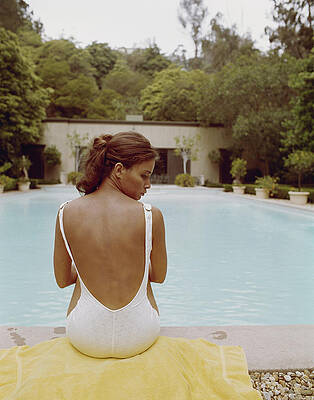 Woman in White by the Pool Wall Art