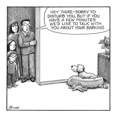 Family Confronts Barking Dog Wall Art