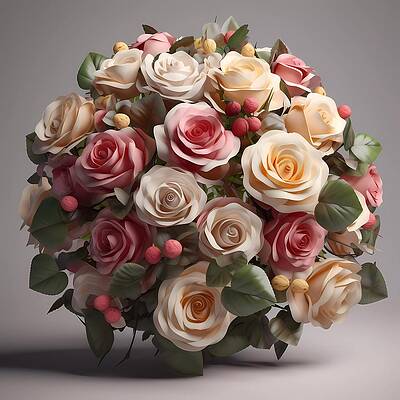 Artistic Digital Art - 3D Model Of A Bouquet Of Roses No 2 #1 by Andre Petrov