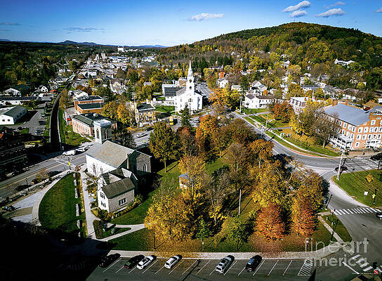 Foliage Photograph - Aerial View Of Middlebury, Vermont #1 by Eric Killorin