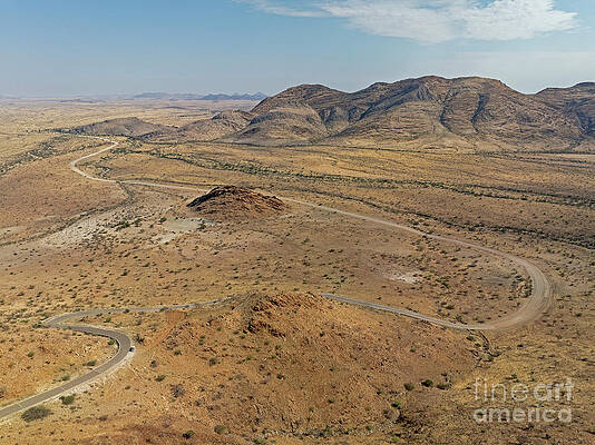 Landscape Photograph - Aerial View Of The Desert Road D1275 At Spreetshoogte Pass, Nami #1 by Sami Sarkis Photography