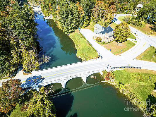 Water Wall Art featuring the photograph Aerial View Of The Proctor Marble Bridge In Proctor, Vermont #1 by Eric Killorin