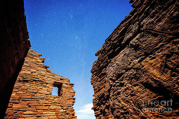 Sky Photograph - Ancient Native American Pueblo Ruins And Stars At Night #1 by FeelingVegas Wall Art and Prints