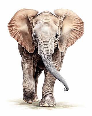 Wall Art featuring the painting Baby Elephant #1 by Land of Dreams