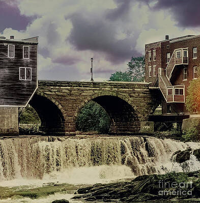 Water Wall Art featuring the photograph Battell Bridge Waterfall In Middlebury, Vermont #1 by Eric Killorin