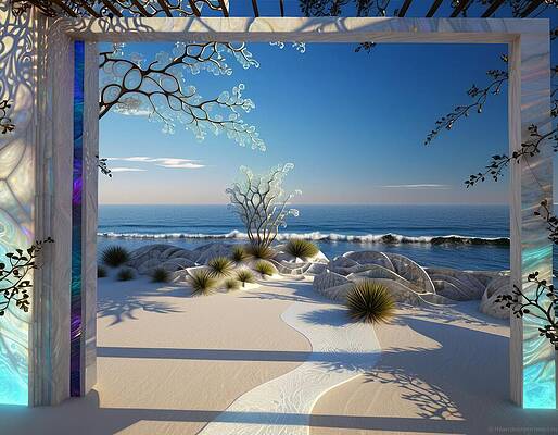 Intricate Wall Art featuring the digital art Beach Pergola #1 by Eris And AI