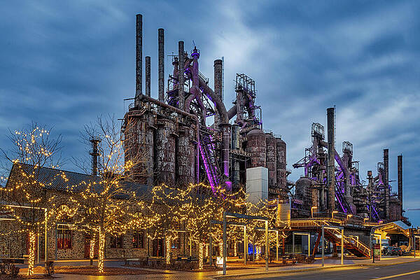 Bethlehem Steel Stacks at Twilight Photograph