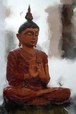 Wall Art featuring the painting Buddha Statue #1 by Gary Arnold