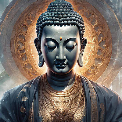 Digital Art - Buddha Statue  #1 by The Luxury Art Collection