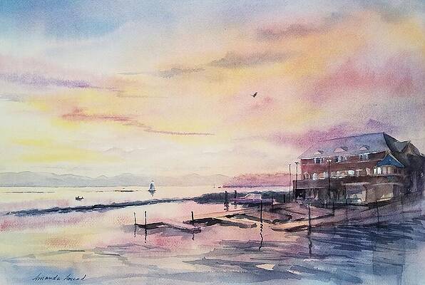 Lighthouse Wall Art featuring the painting Burlington Coast Guard Station #2 by Amanda Amend