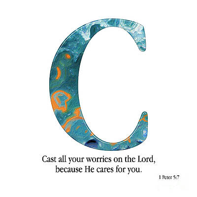 Mixed Media - C- Christian Alphabet. 1 Peter 5 7 #2 by Mark Lawrence