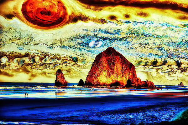 Sky Digital Art - Cannon Beach With Jupiter Sky #1 by Bruce Block