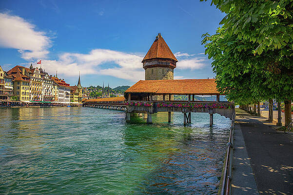 Wall Art featuring the photograph Chapel Bridge And Water Tower In Lucerne, Switzerland #1 by Miroslav Liska
