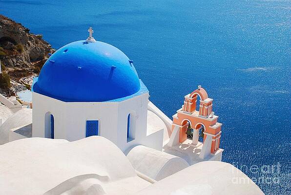 Greece Wall Art featuring the digital art Church In Santorini #1 by Antonios Valamontes