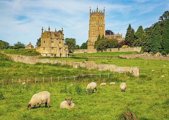 Tourism Wall Art featuring the photograph Church St James Across Meadow In Chipping Campden #1 by Steven Heap