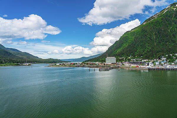 Wall Art featuring the photograph City Of Juneau In Alaska Seen From The Water In The Port #1 by Steven Heap