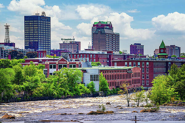 Wall Art featuring the photograph Cityscape Of Manchester, New Hampshire, With Merrimack River #1 by Miroslav Liska