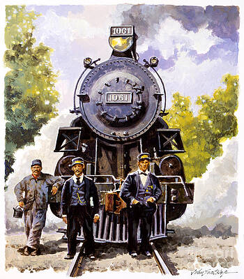Engine Painting - Canadian Locomotive by John Swatsley