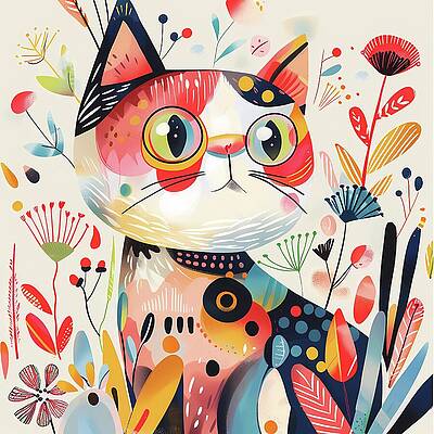 Summer Digital Art - Cute_cat_illustration_with_whimsical_elements_playful_vibe_No 11 #2 by Andre Petrov