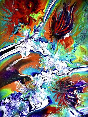 Abstract Wall Art featuring the painting Dance Of The Flowers #1 by Art From the Heart