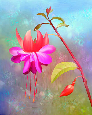 Digitally Painted Fuschia with a fairytale look  by Sue Leonard